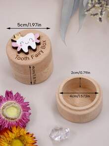 1/2Pcs Custom Text Tooth Fairy Wooden Box - 3D Carved Design, Personalized Cute Lost Tooth Storage Box, Smooth Natural Wood Surface, Playful Crown And Smile Decoration, Perfect Gift For Kids Memory Box, Tooth Fairy Storage Box, 5x4cm, For Him/Her, Baby, Toddler, Kids, Children, Family, Friends, Son, Daughter, For Children'S Day, Gift Reusable Cute, Adorable, Colorful Custom, Unique Ideal Gifts Back To School - Multicolor - View 3
