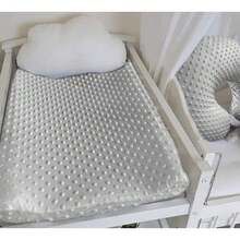 Set de 2 piezas Funda para colchoneta de cambio de pañales y funda de almohada de lactancia de Minky para bebé, ultra suave con lunares de Minky, conjunto de fundas para tabla de cambio y almohada de lactancia