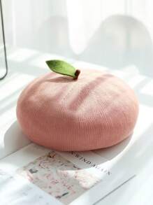 1 pieza Boina de artista hecha a mano con decoración de brotes de frijol, estilo de fruta delgada y transpirable, adecuada para regalos, fiestas de Halloween, uso diario, primavera/verano