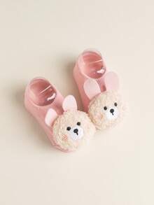 1 Pair Or 2 Pairs Anti-Slip Soft Bottom Baby Socks, New Cute Round Face Bunny Ear Pink Design, Soft & Comfortable For Toddlers, Adorable House Socks Suitable For All Seasons - Multicolor - View 15