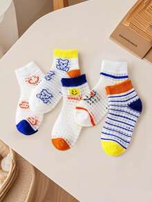 [Hot Selling] 5 Pairs Boys' Thin Mesh Short Socks, Lightweight Summer Socks For Toddlers - Multicolor - View 3