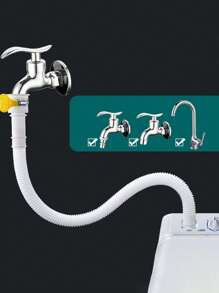 1pc FlexiHose Multi-Functional Faucet Extension Tube With Clamp, Easy Installation, Interlocking Head & Tail Design, Plastic Material For Garden, Bathroom, Kitchen - Solves Short Faucet And Drain Pipe Issues, Sink, Air Conditioning, Washing Machine, Drain Pipe, Faucet Extension, Interlocking, Perfect Solution