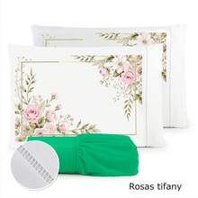 3-Piece Queen Bed Set Kit 400 Thread Count With Elastic Band And Floral Roses Print - Màu xanh hải quân - Xem 8