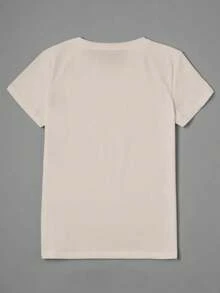 女式短袖休闲圆领 T 恤，带有复古棒球比赛印花、棒球射手口号和球员图案