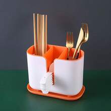 1pc Multi-Functional Groove Cutlery Holder, Lightweight Luxury Draining Chopsticks Barrel, Spoon Rack - Multicolor - View 9