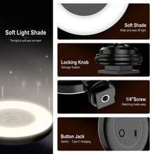 3 Color Options, Beauty Selfie Fill Light, All-In-One Convenient, Minimalist & Versatile, 360° Rotatable, Compatible With Wide Range (Supports L, Q, C Selfie Sticks, 1/4" Screw, Cold Shoe, Camera, Magic Arm), Multi-Port Applicable, Uniform Soft Lighting, Pocket-Sized & Portable, Multi-Level Adjustable Fill Light, Perfect For Photography, Video Calling And Video Conference, Mini Portable Fill Light - Multicolor - View 10