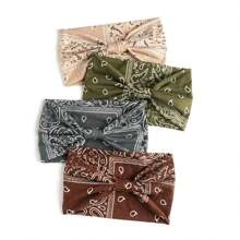 4 Packungen Vintage Paisley Muster Stirnbänder, bunte Bandana Sport Schweißbänder, Yoga Haarzubehör, Boho Stil, Polyestermaterial elegante Haarbänder
