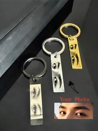 맞춤 커플 눈 사진 키체인, 맞춤 사각형 사진 키링, 스테인리스 스틸 롱 키체인, 골드/실버/블랙 커플 사진 키체인, 가족 기념 사진 키체인, 맞춤 눈 사진 키체인, 커플 기념 맞춤 선물, 기념 아빠 & 엄마 눈 사진 키체인, 기념품 선물, 맞춤 여자친구 눈 사진 키체인, 학용품, 실용적인 시크, 빈티지