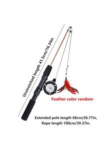 Fishing Rod Cat Teaser Toy, Pet Interactive Toy, Feather Wand Toy For Playing With Cats