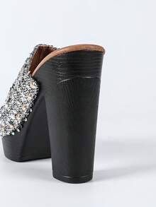 Women's Summer High Heel Sandals Waterproof Platform Thick Sole Wedge Slippers Sexy Open Toe Thick Bottom Slide Sandals - Silver - View 9