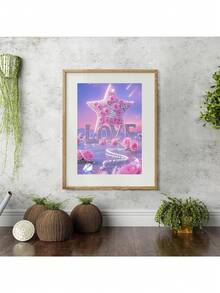 1 pezzo Kit di pittura a diamante con motivo di pioggia di meteoriti e fiori per adulti, arte a diamante, arte a diamante rosa, kit di arte a diamante 5D fai-da-te con perforazione completa, decorazione per la casa, senza cornice, 30x40cm, 40x50cm, 50x60cm