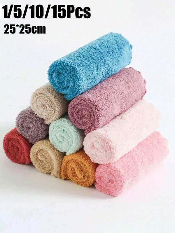 Simple Random Color Face Towel, Soft Coral Fleece Towels,Hotel Lint-Free Towel For Bathroom, Coral Fleece Washcloths Set, Soft & Absorbent Square Towels, Soft Absorbent Face Towel, Bathroom Supplies, Coral Fleece Washcloths Set, Soft Absorbent Square Towels, Random Colors, Thin Yet Comfortable, Multi-Purpose Small Face Towels For Bathroom & Cleaning Supplies Back To School For Beauty Salon Home Bathroom