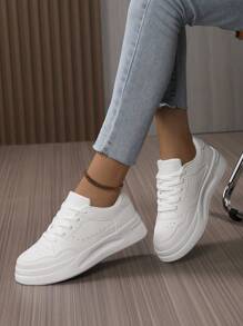 scarpe sportive casual con lacci da donna, punta tonda, traspirante, lacci bassi, scarpe da skate casual, versatili, leggere, stile campus, scarpe sportive