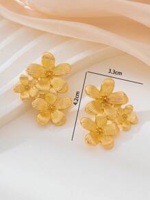 1 paire de délicates boucles d'oreilles à fleur dorée à 5 pétales, cadeau pour les femmes, mariage