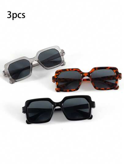 Juego de 3/1 gafas rectangulares de moda retro clásicas para hombres y mujeres, para uso en exteriores, viajes, ocio, fiestas, decoración, playa y fotos, que les dan un aspecto atractivo