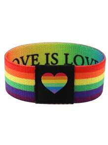 1pc Rainbow Heart Shaped Fashionable Elastic Wristband, Sports Wrist Guard For Men's Gift, Hand Bracelet