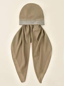 1pc Women's Rhinestone Decorated Triangular Headband Turban Scarf, Elastic Design For Instant Headwear, Fashion Versatile Soft Breathable Prayer Hijab, Suitable For Daily, All Seasons For Dress - Rhinestone Turban Hat - View 24