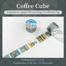 1 Rolle 2m Retro Stempeldekorative Washi Tape, kreative ästhetische Aufkleber, DIY-Dekorationen für Scrapbooking, Tagebücher, Geschenke, personalisierte Scrapbooks, Schulbedarf, Schulbedarf, Schulanfang