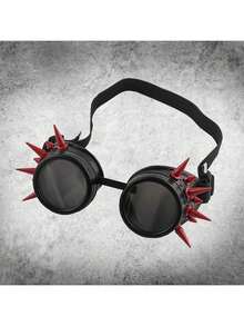 Halloween Red Spike Skulls Masquerade Gothic Chain Gas Mask With Goggles Cosplay - Mask With Goggle - View 5