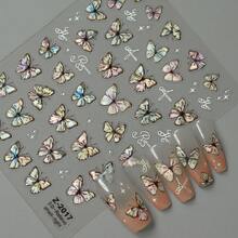 Lidankou Colorful 5D Butterfly Embossed Nail Stickers, Laser Effect Butterfly DIY Nail Accessories - Multicolor - View 11