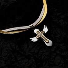 1 szt. męski naszyjnik z wisiorkiem, złoty wzór kości węża, dwuwarstwowy, modny łańcuszek na obojczyk, prezent dla chłopaka