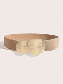 1 Stück einfarbiger, lässiger PU (Polyurethan) Gürtel mit elastischem Bund für Frauen, geeignet für Frühling, Sommer, Herbst, im europäischen und amerikanischen Stil, passend zu Mänteln und Kleidern für formelle oder tägliche Anlässe