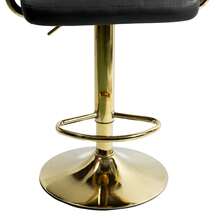 Taburete de Bar Cuadrado de Piel Sintética NEGRO, Giratorio, Ajustable, con Respaldo y Brazos, Altura de Mostrador - Negro - Ver 6