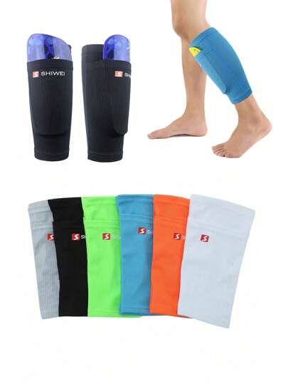 1Pair Sports Football Soccer Shin Guard Pad Sleeves Stretchy Breathable Sports Protective Gear Knee Pads Calf Sleeve Sock Leg Support Socks Anti-Sprain Football Compression Shin Pads Sleeve Socks Shin Guard Board Sock Covers Shin Guard Holders With Pockets, Non-Slip Leg Sleeves For Men And Women, Sports Competition Training Yoga Fitness Breathable Leg Covers(Leg Guards Board Not Included)