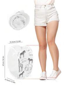 1pc Branco Malha Respirável Cesto de Armazenamento Cesto de Roupas, Girafa Bonito Padrão Animal Bolsa de Armazenamento Dobrável para Roupas de Bebê Brinquedos, Pop Up Cesto de Roupas Amor Dia dos Namorados