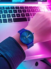 BIDEN Reloj de cuarzo para hombres BIDEN, correa de malla de acero inoxidable ultrafina, estilo de negocios casual, adecuado para uso diario, regalo para vacaciones y cumpleaños