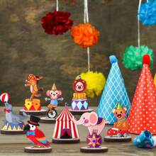 16/24 Pcs Woodland Animals Wood Tabletop Carnival Centerpieces, Forest Wooden Animals Cutout Shapes Creatures Table Topper For Woodland Camping, Wild Creatures Decor Wooden Table Sign, Rustic Tiered Tray Decorations For Forest Camp, Baby Shower Craft Party Supplies, Birthday Favors Cake Decor