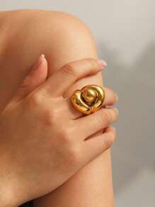1pc Stainless Steel Mushroom Dome Ring, 18k Gold Plated, Non-Fading, Exaggerated Design Suitable For Finger Wear, Women Everyday/Party, Great Gift For Friends