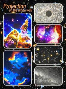 1pc Decorative Galaxy & Space Projector - USB Powered Matte Finish Plastic Starry Night Sky Projector With 13 Replaceable Discs, Timer Function, Automatic Rotating Patterns, Adjustable Speed Settings For Bedroom, Gift-Compatible, Push Button Control