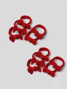 5/10个装女士红色蝴蝶结弹力发圈，适合日常通勤及搭配发饰，包括发圈、马尾辫发圈、橡皮筋发带、发绳、发圈、运动服、礼品发带、头饰等。