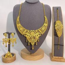 5pcs Luxury Bridal Jewelry Set With Earrings, Necklace And Ring, Suitable For Weddings, Ceremonies, Parties