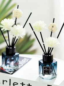 1/2 Set,50ml (1.7 Fl.Oz) Flameless Reed Diffuser Set - Ombre Blue Hexagonal Bottle With Essential Oil & Rattan Reeds | Car Air Freshener & Indoor Scented Decor For Bathroom, Bedroom, Hotel | Long-Lasting Aromatherapy Fragrance