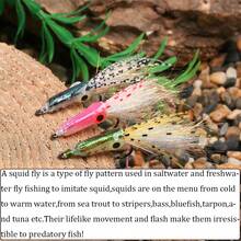 3PCS Luminous Eyes Squid Fly Artificial Hard Lure Streamer Saltwater Big Game Flies For Inshore Offshore Saltwater Species - Multicolor - View 4