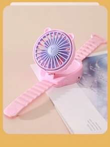 1 Stück kreativer Uhr-Ventilator, Jungen, Mädchen, Kinder, Lässig Outdoor Tragbarer Mini Taschen Cartoon Trocken Batterie Ventilator, Sommer Essentiell. Sommer Kühlung, Strand, Reise