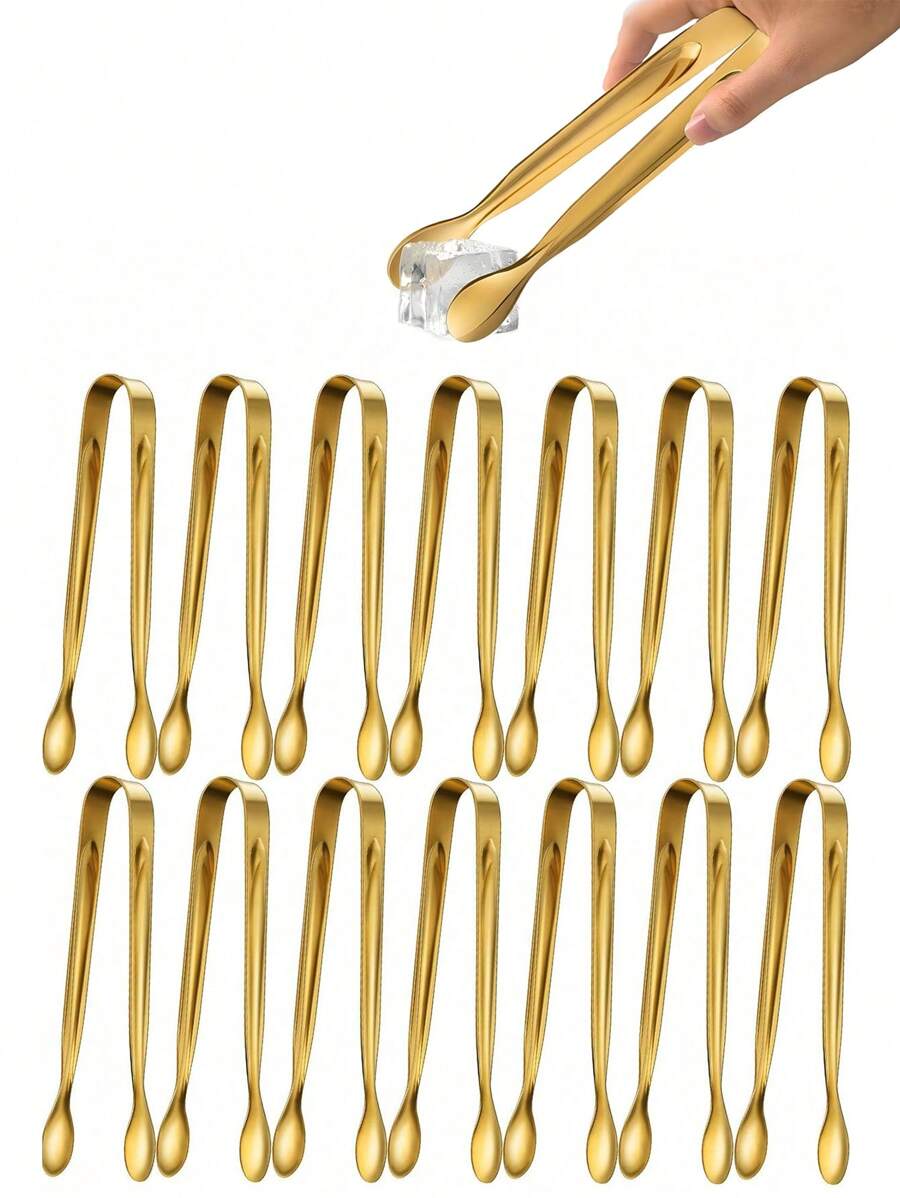 5pcs-Luxury Golden Mini Serving Tongs, Premium Stainless Steel Sugar Cube Tongs, Ice Tongs, Stainless Steel Food Tongs For Household, Perfect For Snacks/Appetizers/Candies/Cheese/Charcuterie Boards/Tea Parties/Mother's Day/Weddings/Housewarming, Mirror Polished,Halloween, Christmas, Thanksgiving, Harvest Festival, Autumn Decorations, Gifts
