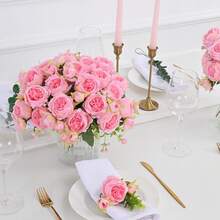 1 pieza/3 piezas Flores artificiales de seda Ramo de peonías y rosas falsas para decoración de primavera y otoño, bodas, ramos de novia, hogar, comedor, dormitorio, cocina, macetas, jarrones, Día de la Madre, Día del Padre, fiestas, decoración de fiestas, decoración de jardín exterior