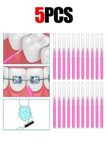 100/50/20/5支成人直牙线刷，清洁牙缝，矫正牙套间隙，牙齿清洁，软牙间刷，矫正牙套牙线签，一次性牙间清洁器 - 玫紅色 - 查看 10
