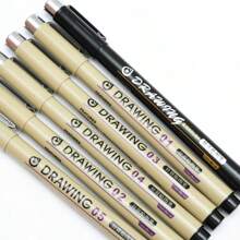 Set de 6 bolígrafos de punta fina negros en miniatura, bolígrafos de múltiples tamaños de línea para dibujos, ilustraciones, bocetos, animación, de vuelta a la escuela