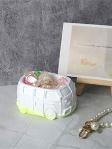 Molde de silicona con forma de autobús de dibujos animados, maceta, caravana, para hacer macetas de concreto o cemento para plantas suculentas, manualidades DIY, caja de almacenamiento, vela, taza. Decoración del hogar y jardín, artesanía, regalos. - molde de silicona blanco - Ver 7