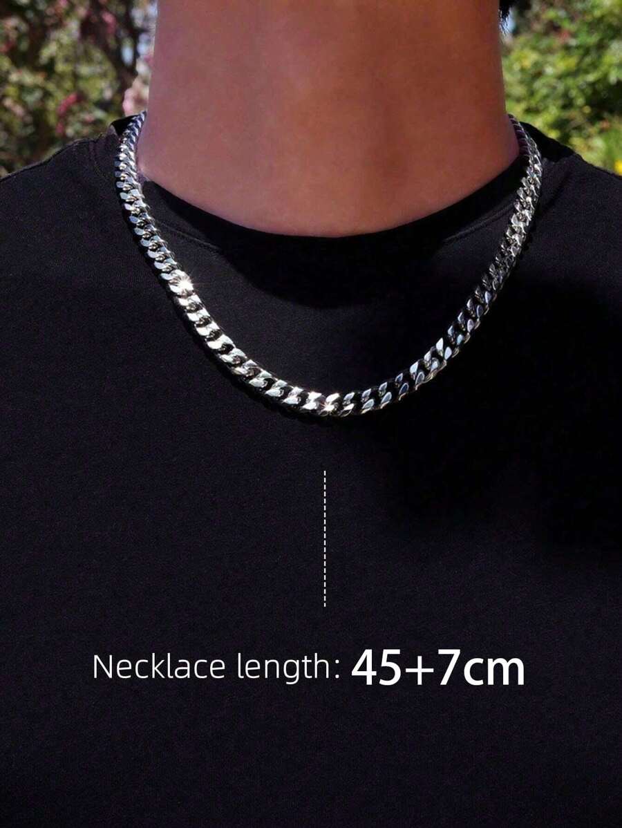 Collar de cadena de acero inoxidable de eslabón , collar grueso para hombre, colgante versátil y de alta gama para el streetwear
