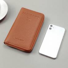 Cartera portapassaporte con bloqueo RFID, cierre con cremallera, correa de muñeca, organizador multifuncional de documentos de viaje, protección de viaje conveniente, elegante estuche para pasaporte | Textura, estuche para pasaporte, accesorios de viaje, artículos esenciales de viaje, bolsa de viaje de vacaciones - Multicolor - Ver 2