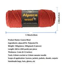 500g/245m Alpaka Wolle Garn, dickes Strickgarn für selbstgemachte Kleidung, Winterpullover, Schal, Mütze, Handschuhe, Knieschoner, Mehrfarbig, 5 Bälle/Packung