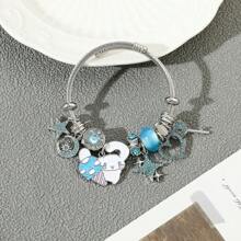 Sanrio 1pc Cartoon Sanrio Series KT Cat, Little White Rabbit, Kuromi Heart Rhinestone Alloy Bracelet, Cute & Versatile For Daily Wear