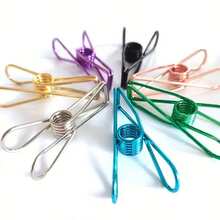 10 Multi-Color Metal Hollow Paper Clips, Suitable For Sealing Food Bags, Photo Album Clips, Socks And Underwear Clips, Multifunctional Clips. - Multicolor - View 11