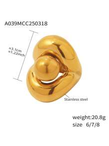 1pc Stainless Steel Mushroom Dome Ring, 18k Gold Plated, Non-Fading, Exaggerated Design Suitable For Finger Wear, Women Everyday/Party, Great Gift For Friends