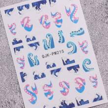 6 Pieces Of Summer Ocean Waves, Starfish, Jellyfish, Flower And Grass Nail Stickers, Disposable Self-Adhesive Nail Stickers, Female DIY Art Decoration Accessories